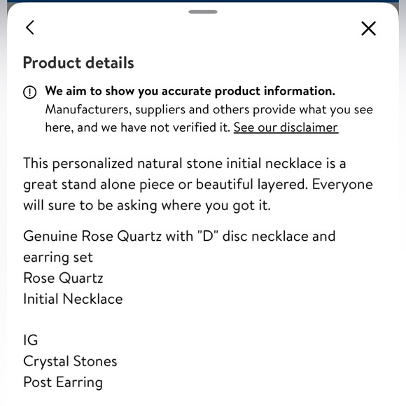 Genuine Rose Quartz with “D” Initial Disk Necklace and Earring Set 18.5” - Picture 11 of 12